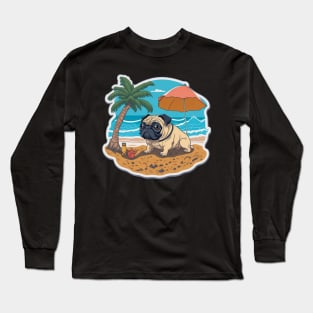 Pug on vacation Long Sleeve T-Shirt